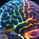 Abstrakte Darstellung eines neuronalen Netzwerks in Form eines Gehirns – Symbol für Deep Learning und künstliche Intelligenz.